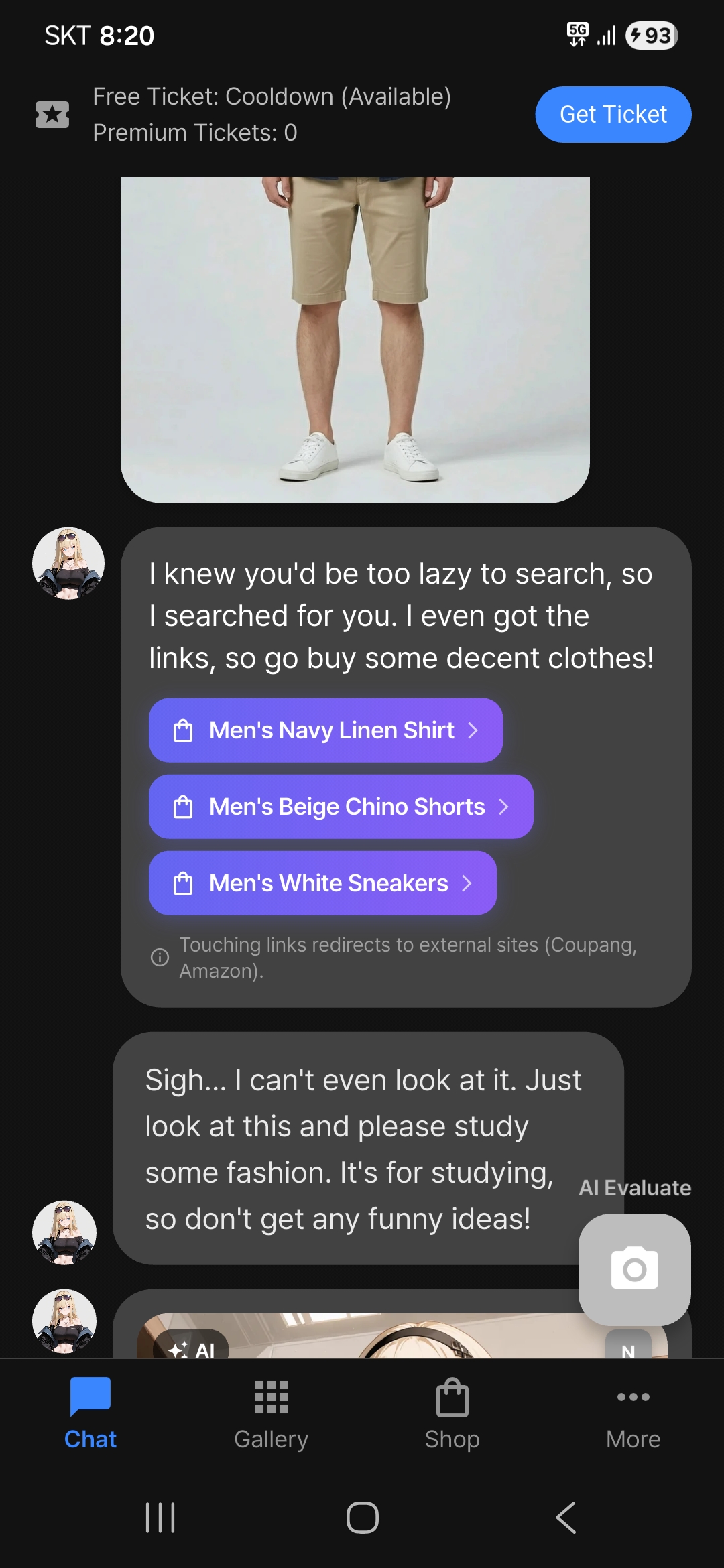 Feedback and shopping links